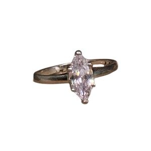 Marquise Cut Silver Band Ring